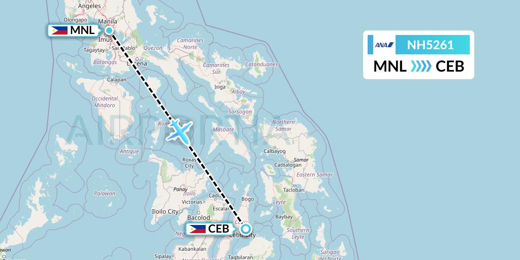 NH5261 All Nippon Airways Flight Map: Manila to Cebu