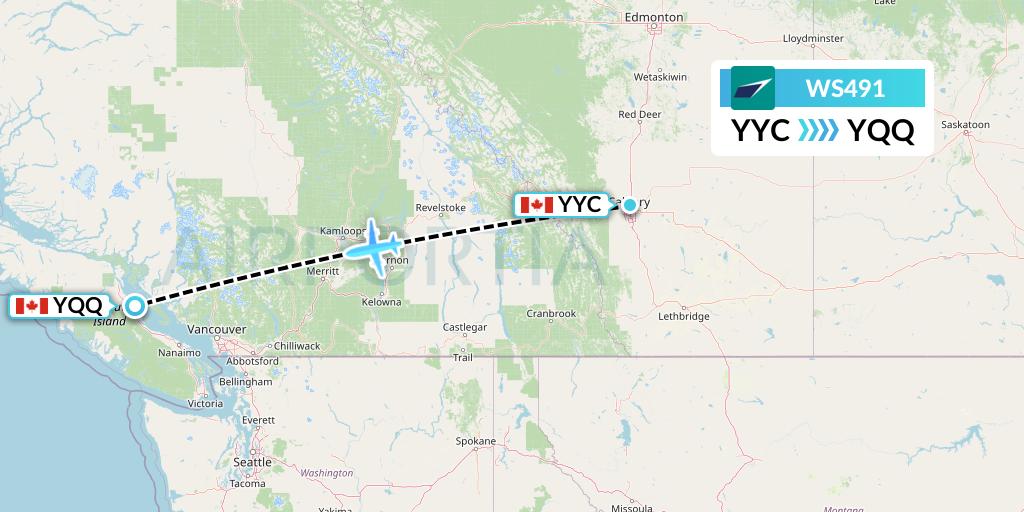 WS491 Flight Status WestJet Calgary to Comox (WJA491)