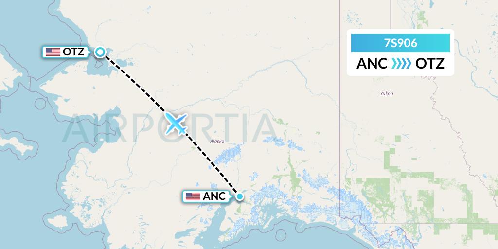 7S906 Ryan Air (USA) Flight Map: Anchorage to Kotzebue