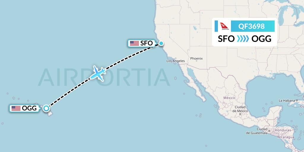 QF3698 Qantas Flight Map: San Francisco to Kahului