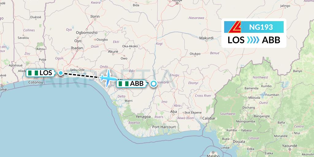 NG193 Aero Contractors Flight Map: Lagos to Asaba