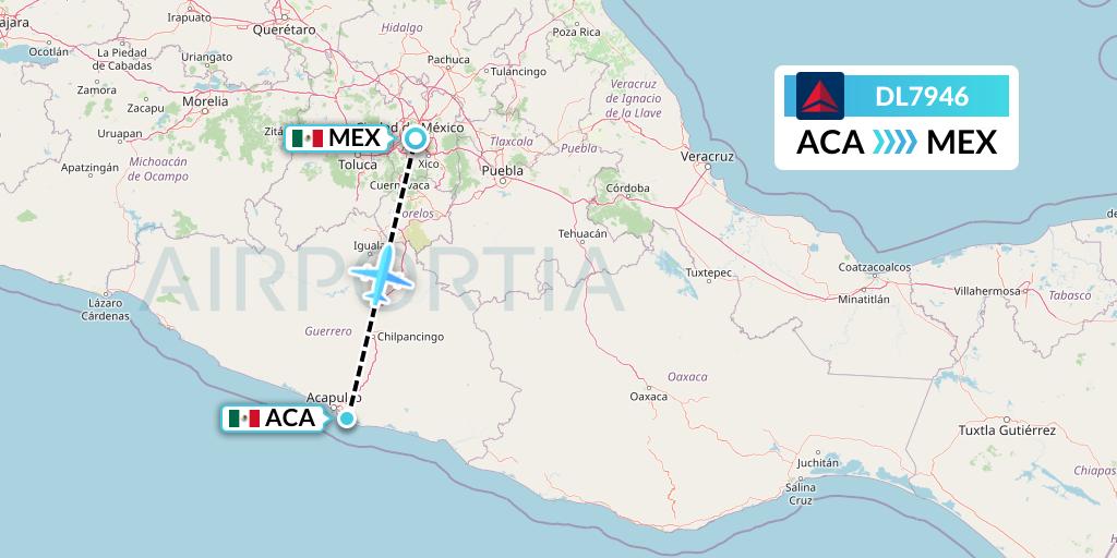 DL7946 Delta Air Lines Flight Map: Acapulco to Mexico City