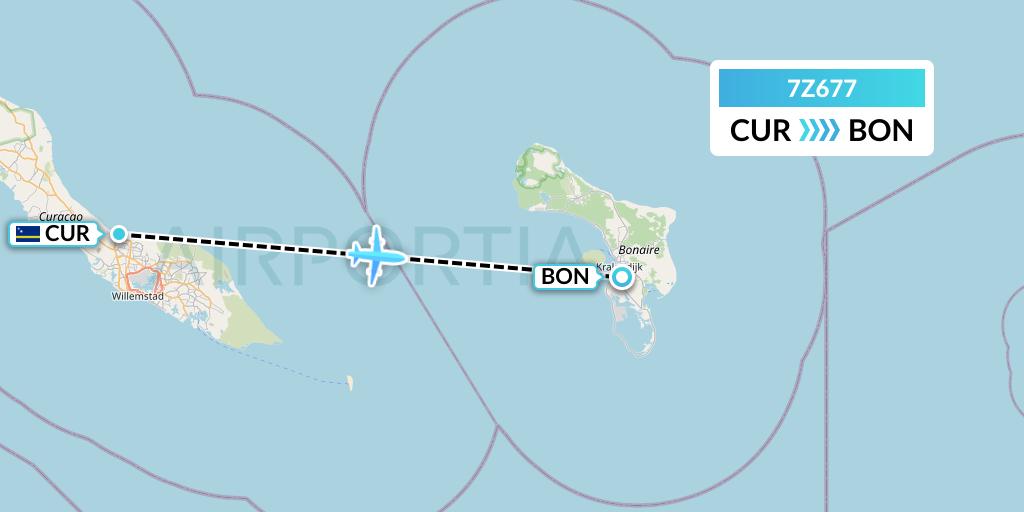 7Z677 EZ Air Flight Map: Willemstad to Bonaire