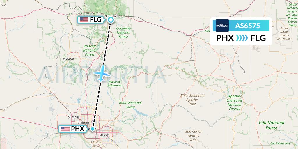 AS6575 Alaska Airlines Flight Map: Phoenix to Flagstaff