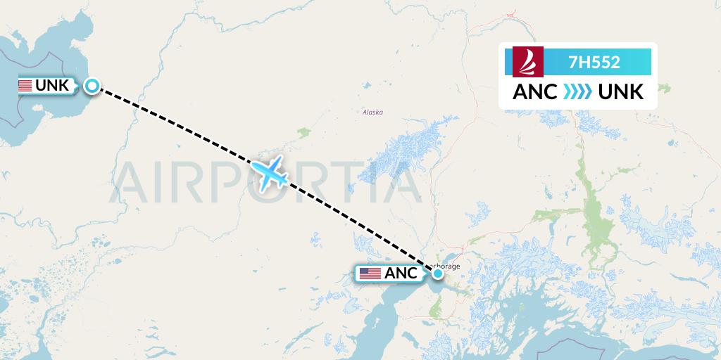7H552 Ravn Alaska Flight Map: Anchorage to Unalakleet