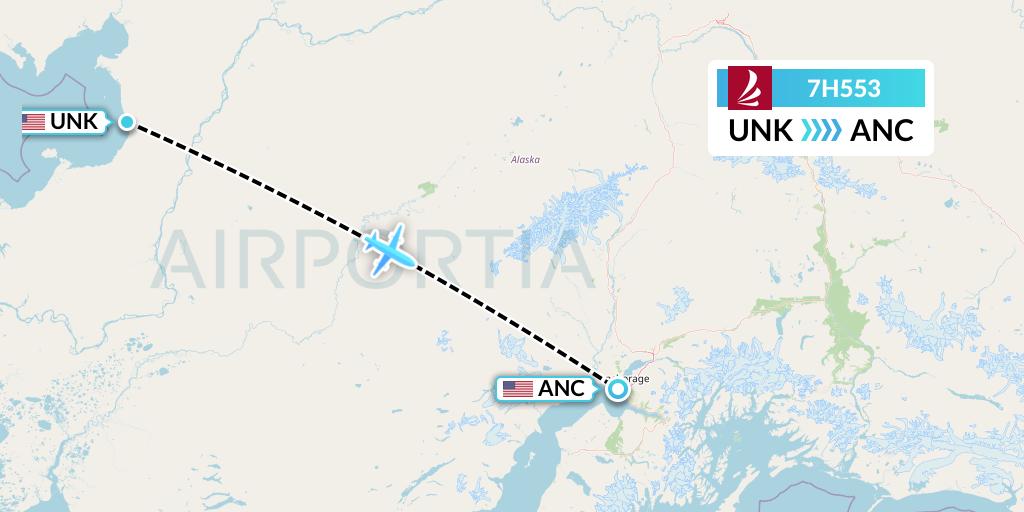 7H553 Ravn Alaska Flight Map: Unalakleet to Anchorage