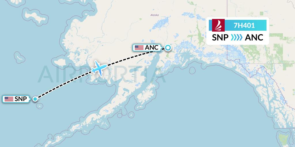 7H401 Ravn Alaska Flight Map: St. Paul Island to Anchorage