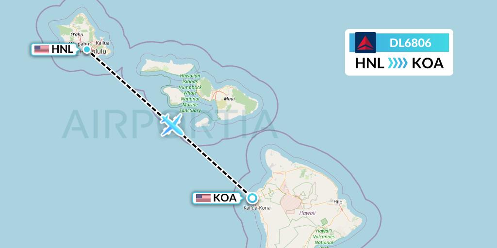 DL6806 Delta Air Lines Flight Map: Honolulu to Kailua-Kona