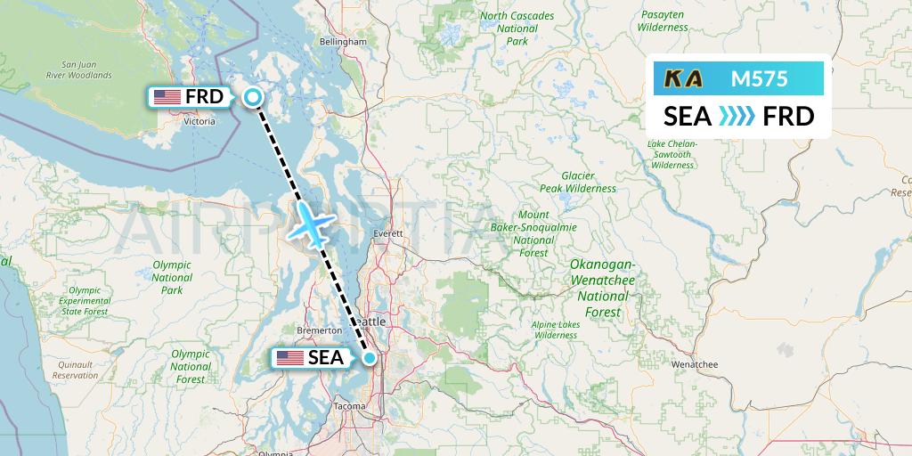 M575 Kenmore Air Flight Map: Seattle to Friday Harbor