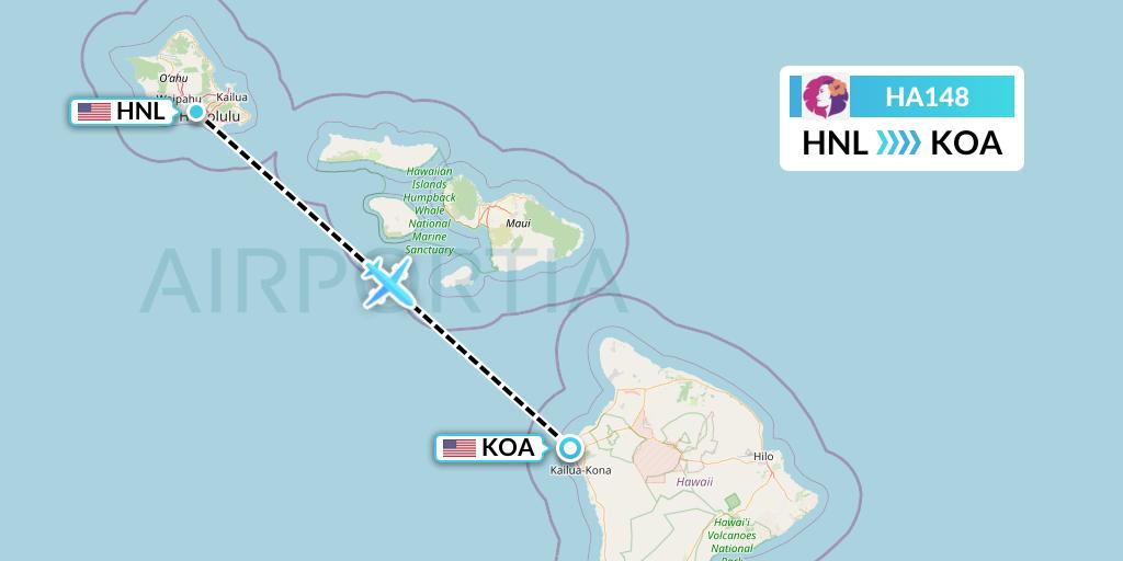 HA148 Hawaiian Airlines Flight Map: Honolulu to Kailua-Kona