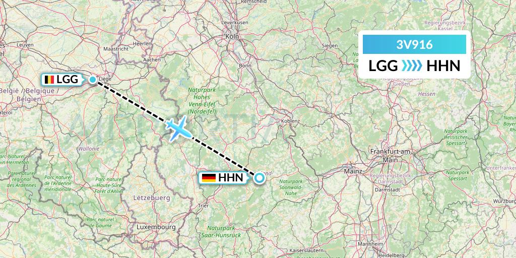 3V916 ASL Airlines Belgium Flight Map: Liege to Hahn