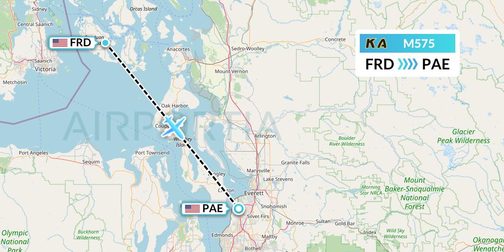 M575 Kenmore Air Flight Map: Friday Harbor to Everett