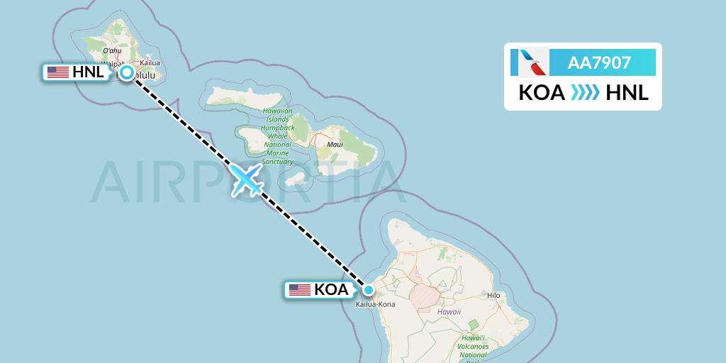 AA7907 American Airlines Flight Map: Kailua-Kona to Honolulu