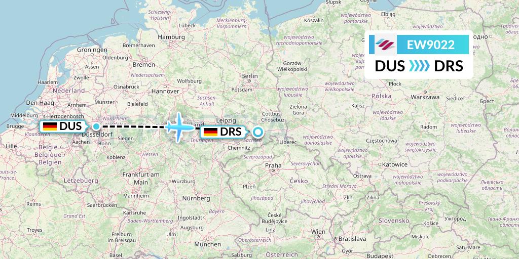 EW9022 Eurowings Flight Map: Dusseldorf to Dresden
