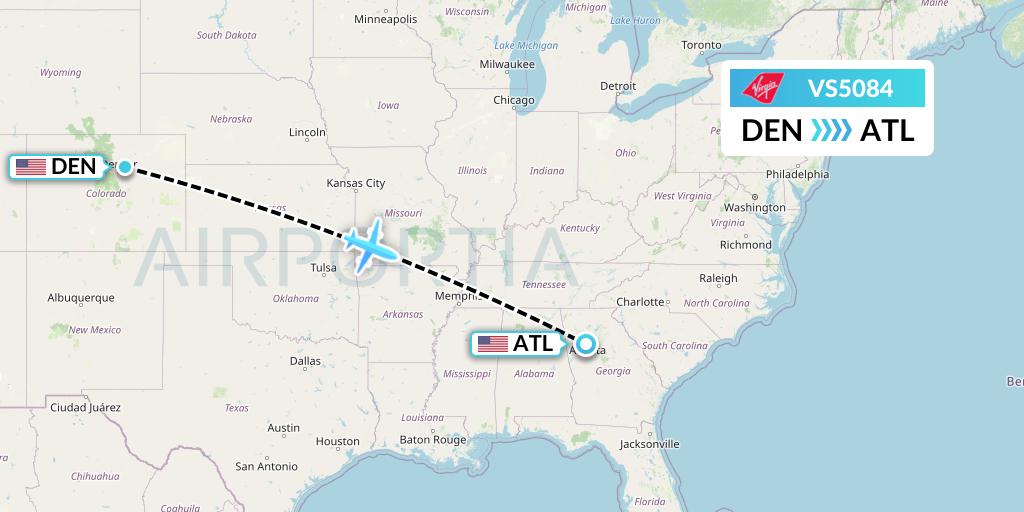 VS5084 Virgin Atlantic Airways Flight Map: Denver to Atlanta