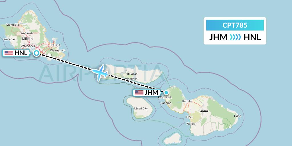 CPT785 Corporate Air Flight Map: Lahaina to Honolulu