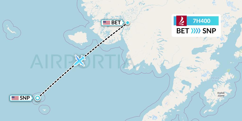7H400 Ravn Alaska Flight Map: Bethel to St. Paul Island