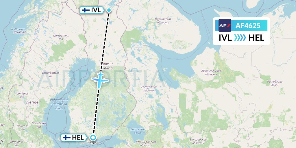 AF4625 Air France Flight Map: Ivalo to Helsinki