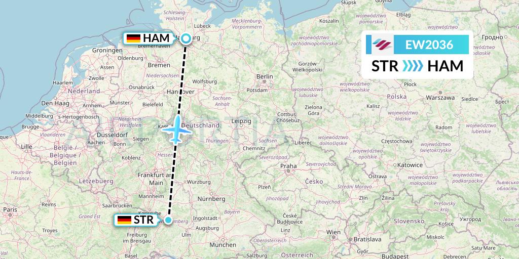 EW2036 Eurowings Flight Map: Stuttgart to Hamburg