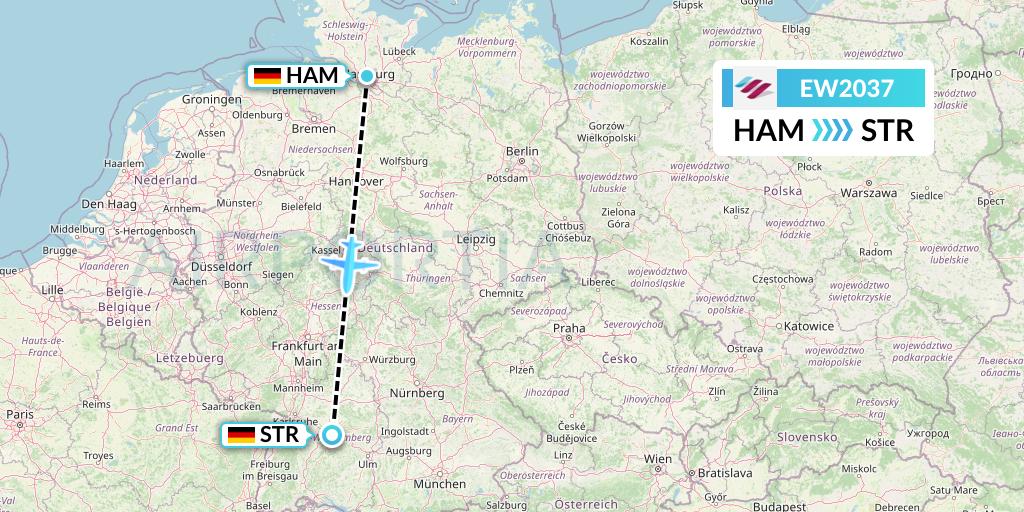 EW2037 Eurowings Flight Map: Hamburg to Stuttgart