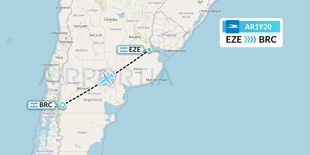AR1920 Aerolineas Argentinas Flight Map: Buenos Aires to San Carlos de Bariloche