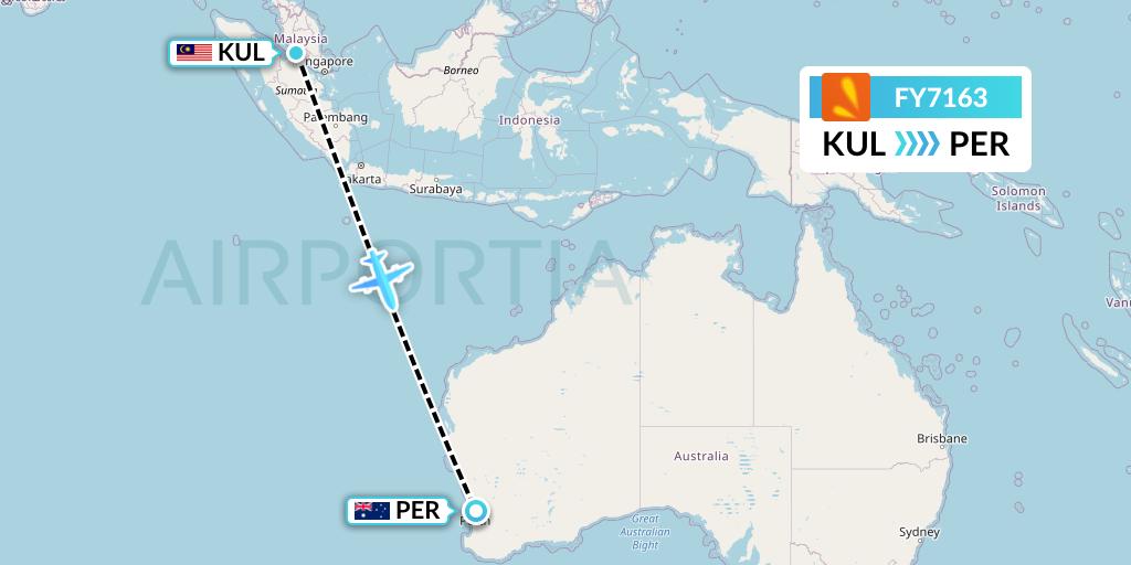 FY7163 Firefly Flight Map: Kuala Lumpur to Perth