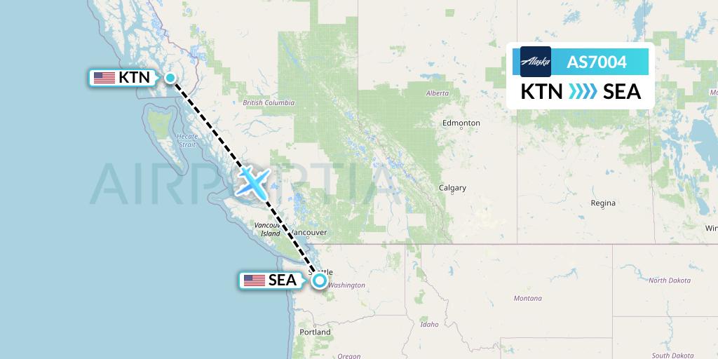 AS7004 Alaska Airlines Flight Map: Ketchikan to Seattle