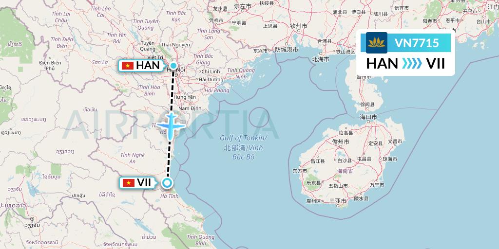 VN7715 Vietnam Airlines Flight Map: Hanoi to Vinh