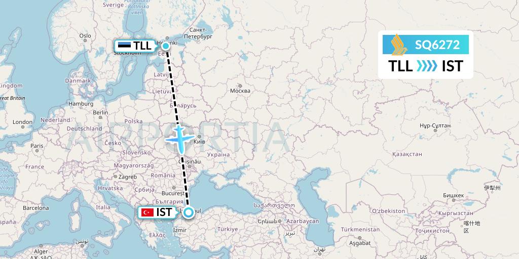 SQ6272 Singapore Airlines Flight Map: Tallinn to Istanbul