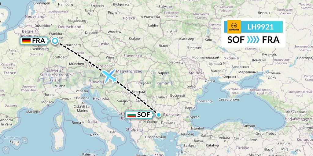 LH9921 Lufthansa Flight Map: Sofia to Frankfurt