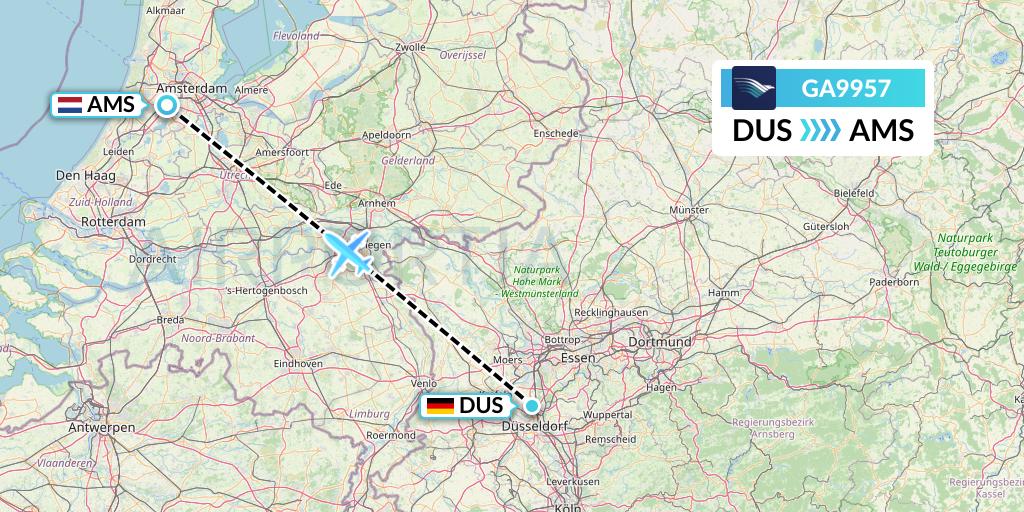 GA9957 Garuda Indonesia Flight Map: Dusseldorf to Amsterdam