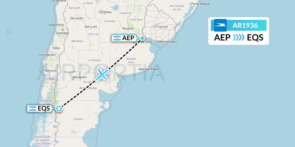 AR1936 Aerolineas Argentinas Flight Map: Buenos Aires to Esquel