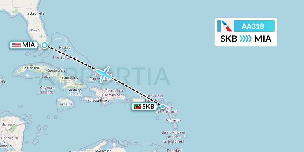 AA318 Flight Status American Airlines Basseterre to Miami (AAL318)