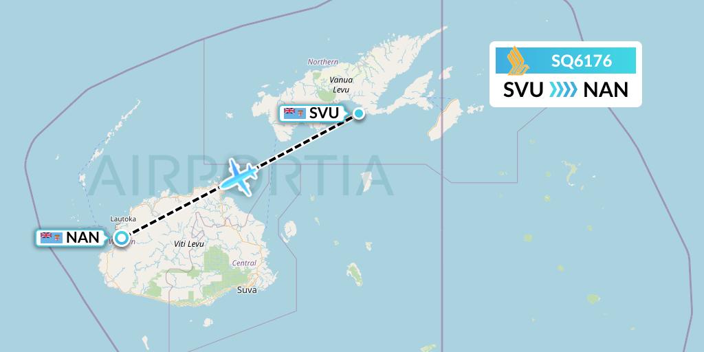 SQ6176 Singapore Airlines Flight Map: Savusavu to Nadi