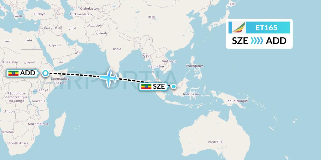 ET165 Ethiopian Airlines Flight Map: Semera to Addis Ababa