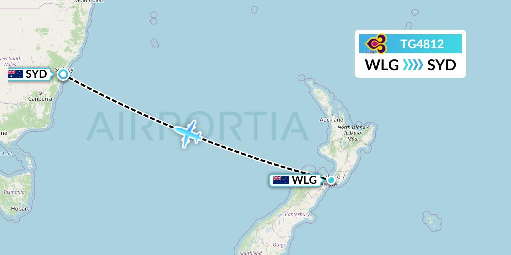 TG4812 Thai Airways Flight Map: Wellington to Sydney