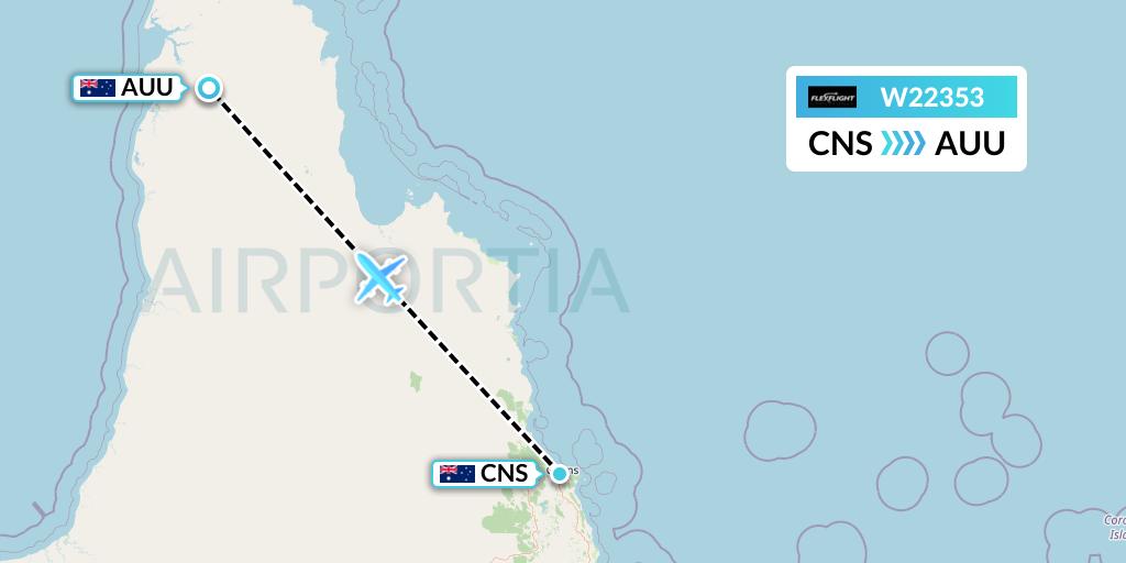 W22353 Flex Flight Flight Map: Cairns to Aurukun