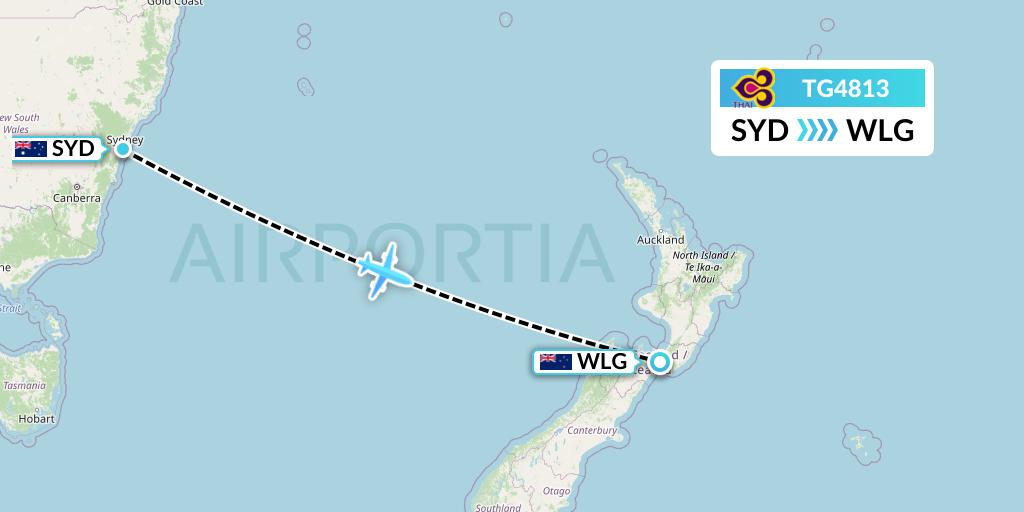 TG4813 Thai Airways Flight Map: Sydney to Wellington