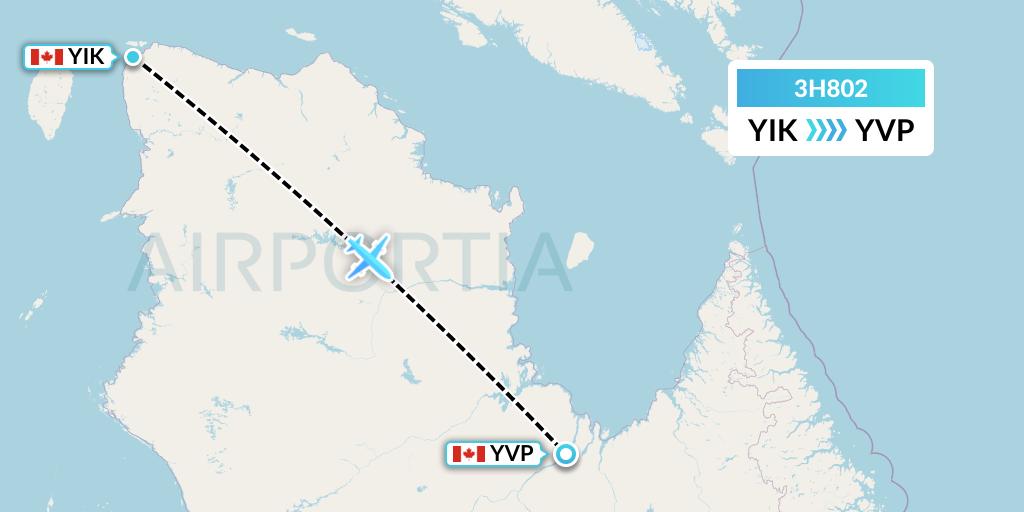3H802 Air Inuit Flight Map: Ivujivik to Kuujjuaq