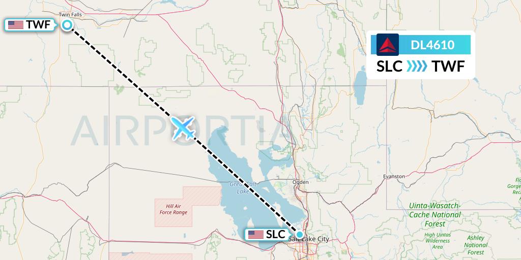 DL4610 Delta Air Lines Flight Map: Salt Lake City to Twin Falls