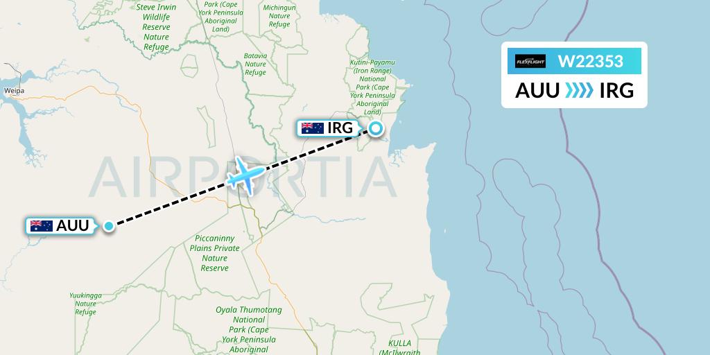W22353 Flex Flight Flight Map: Aurukun to Australia
