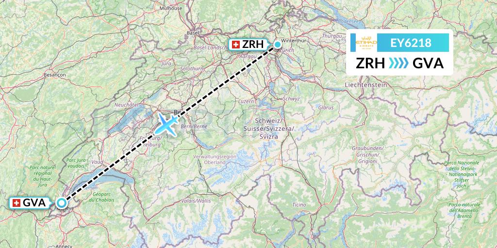 EY6218 Etihad Airways Flight Map: Zurich to Geneva