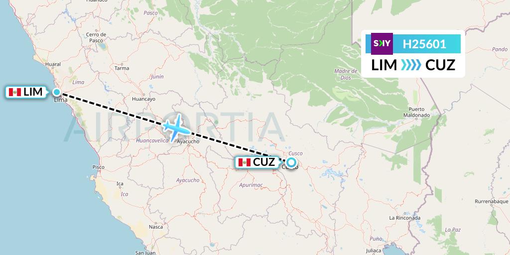 H25601 Sky Airline Flight Map: Lima to Cusco