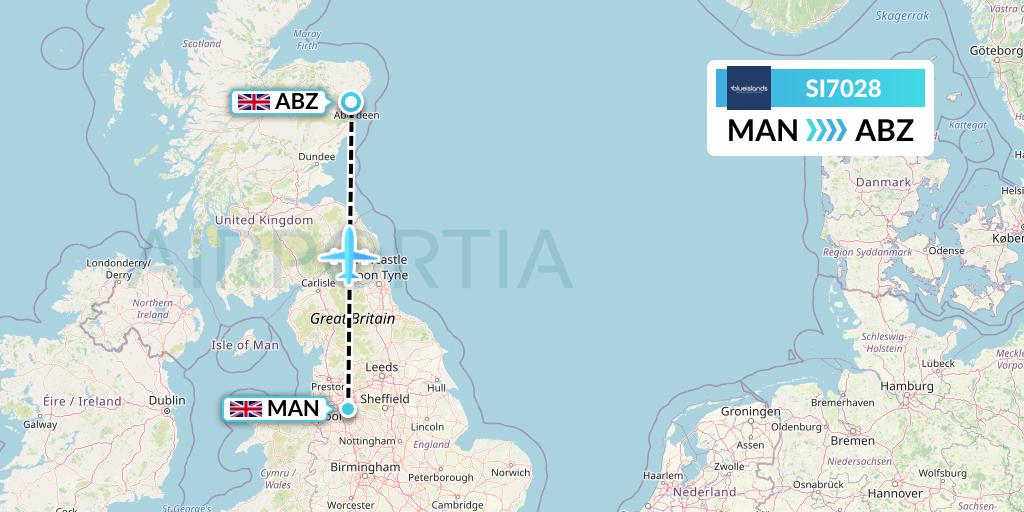 SI7028 Blue Islands Flight Map: Manchester to Aberdeen