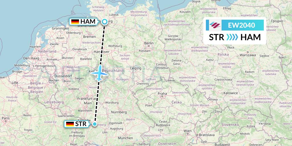EW2040 Eurowings Flight Map: Stuttgart to Hamburg
