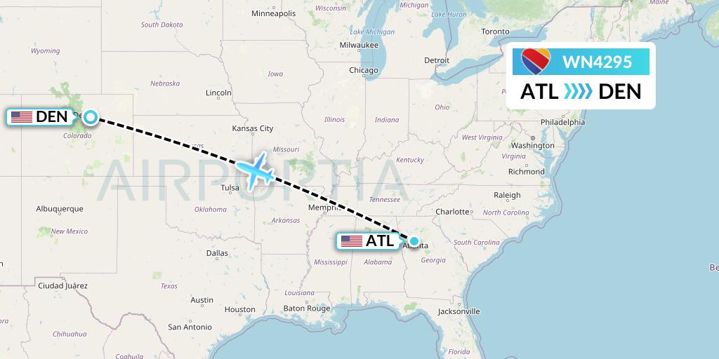 WN4295 Southwest Airlines Flight Map: Atlanta to Denver