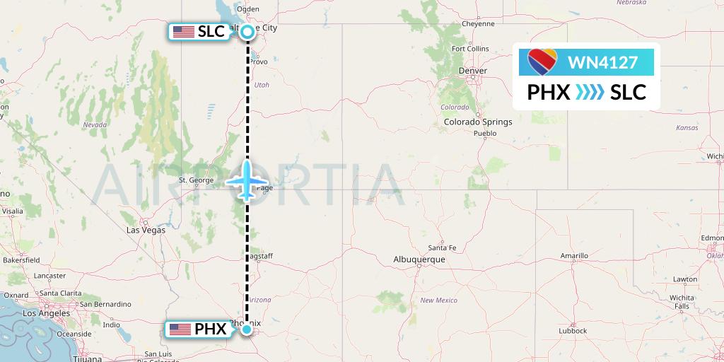 WN4127 Southwest Airlines Flight Map: Phoenix to Salt Lake City