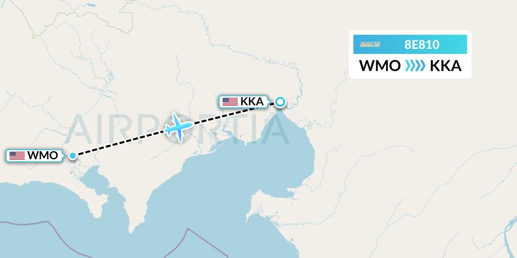 8E810 Bering Air Flight Map: White Mountain to Koyuk