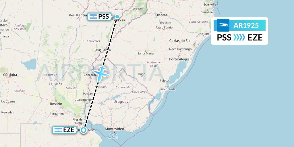 AR1925 Aerolineas Argentinas Flight Map: Posadas to Buenos Aires