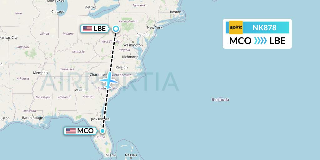 NK878 Flight Status Spirit Airlines Orlando to Latrobe (NKS878)